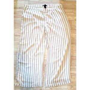 Chicos Black Label Size 3 (Size XL) White with Gray‎ Stripes Wide Leg Sl…